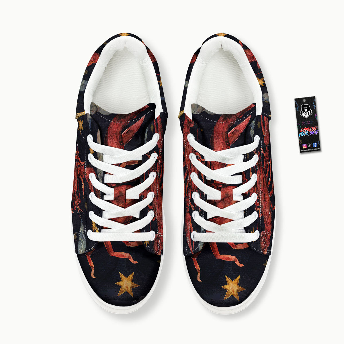 Zodiac Sign Watercolor Cancer Print Platform Shoes-grizzshop