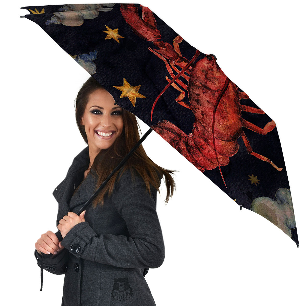 Zodiac Sign Watercolor Cancer Print Umbrella-grizzshop