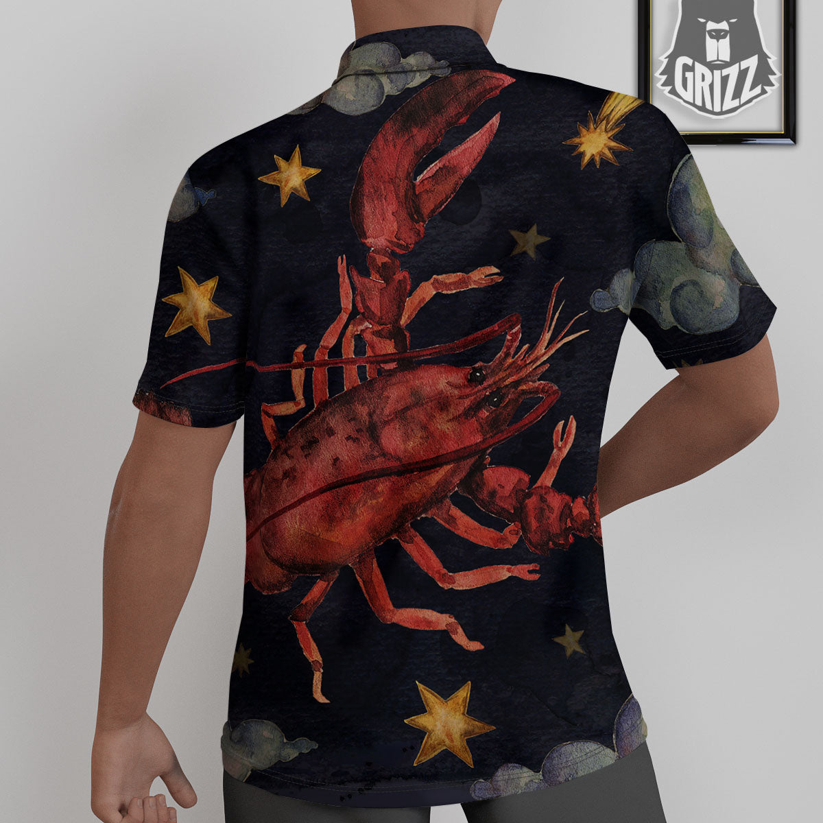 Zodiac Sign Watercolor Cancer Print Untucked Shirts-grizzshop