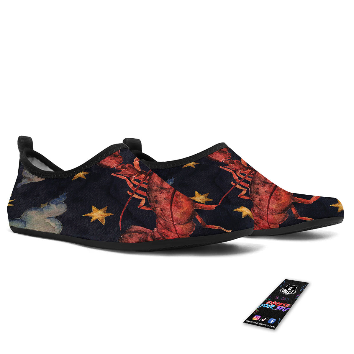 Zodiac Sign Watercolor Cancer Print Water Shoes-grizzshop