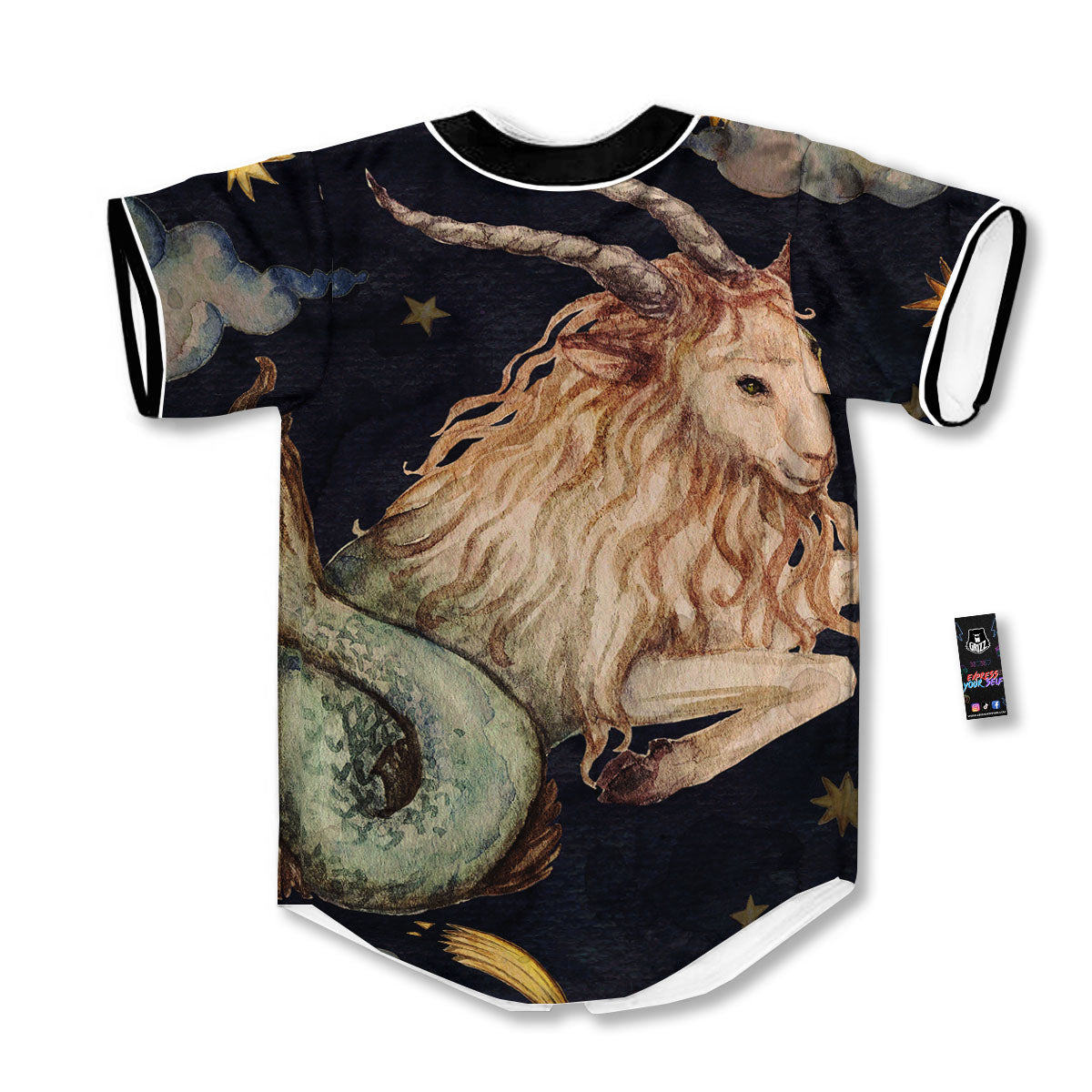Zodiac Sign Watercolor Capricorn Print Baseball Jersey-grizzshop