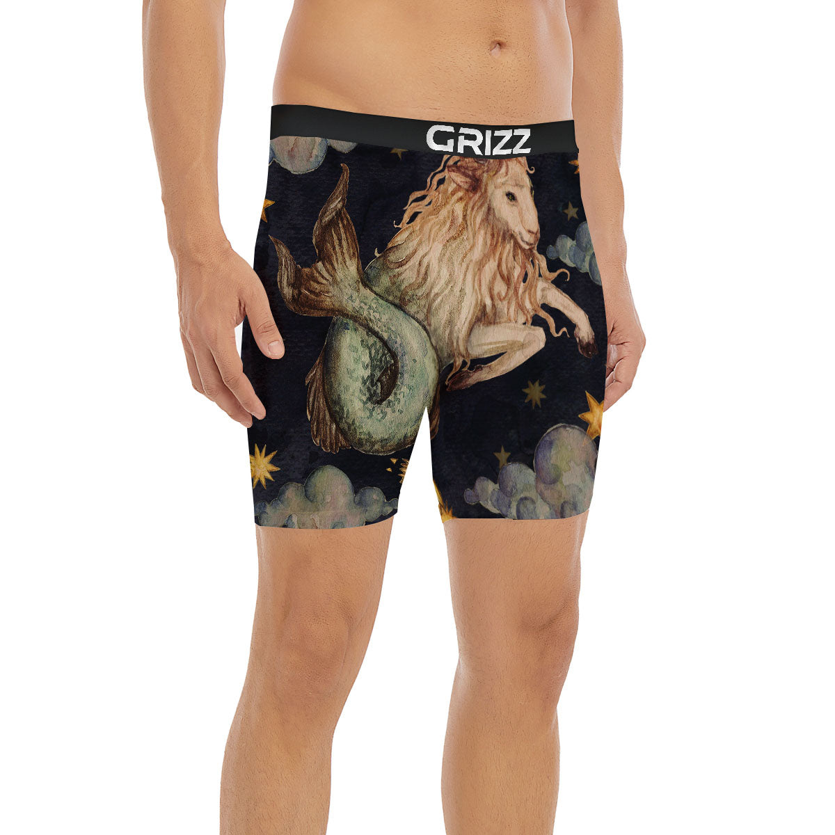 Zodiac Sign Watercolor Capricorn Print Boxer Briefs-grizzshop