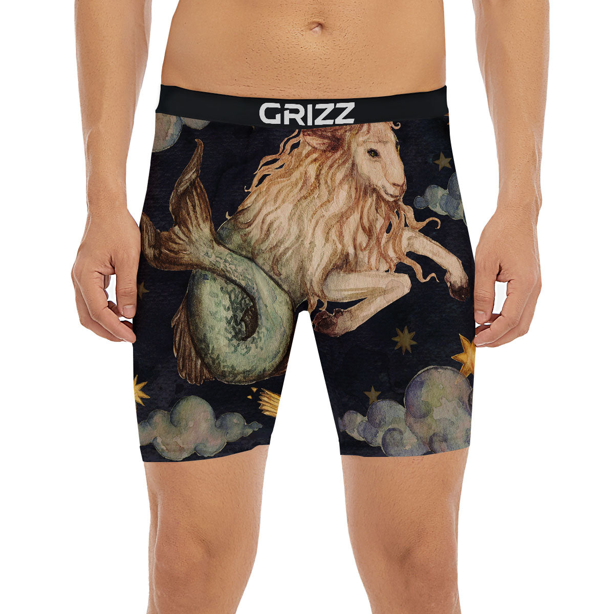 Zodiac Sign Watercolor Capricorn Print Boxer Briefs-grizzshop