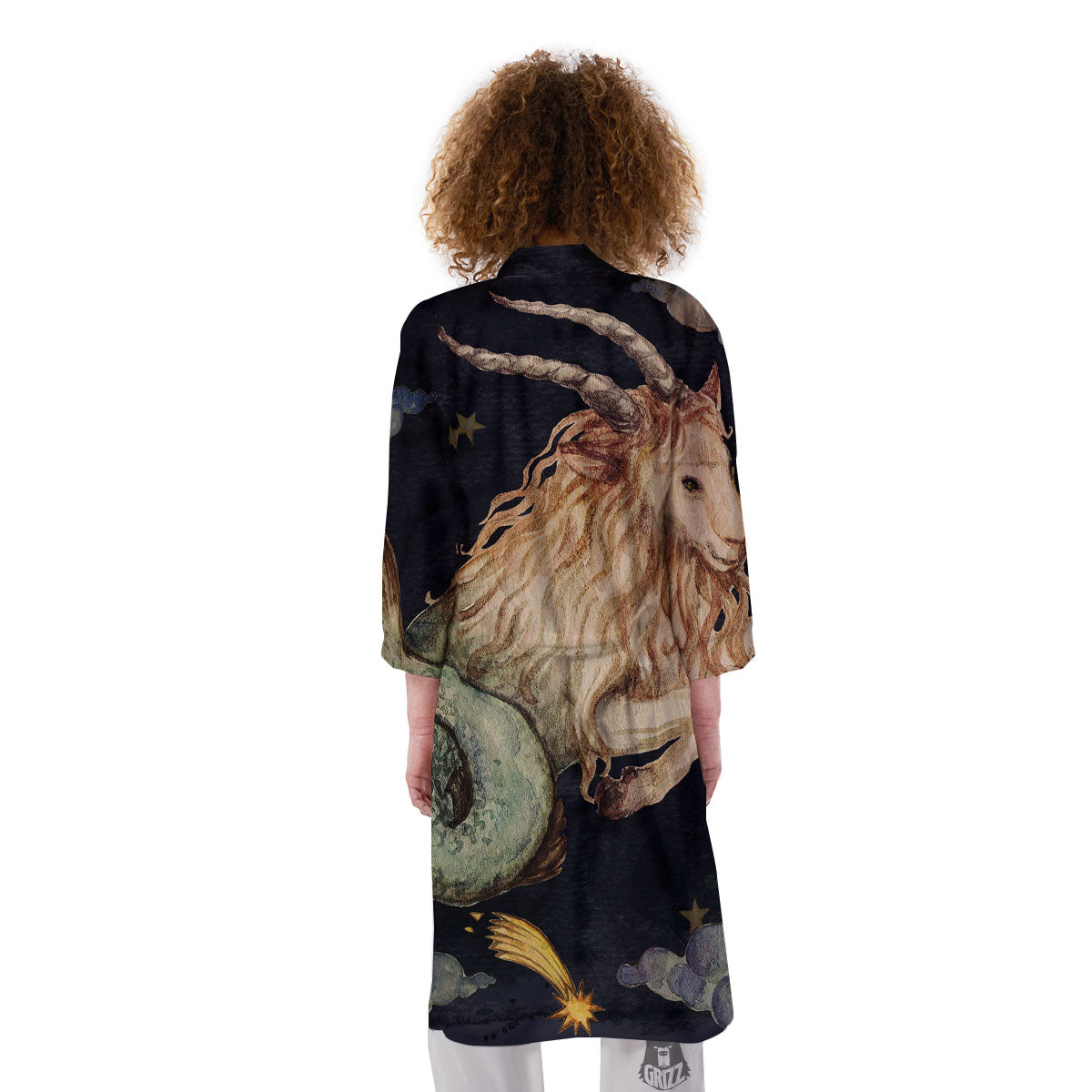 Zodiac Sign Watercolor Capricorn Print Kimono-grizzshop