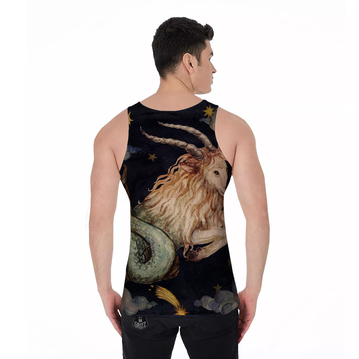 Zodiac Sign Watercolor Capricorn Print Men's Tank Top-grizzshop