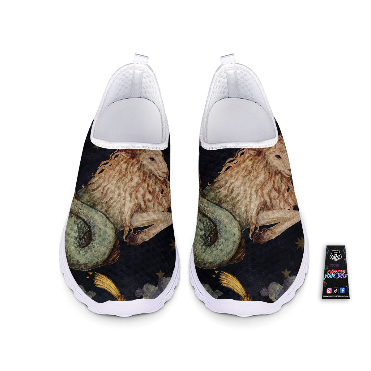 Zodiac Sign Watercolor Capricorn Print Nurse Shoes-grizzshop