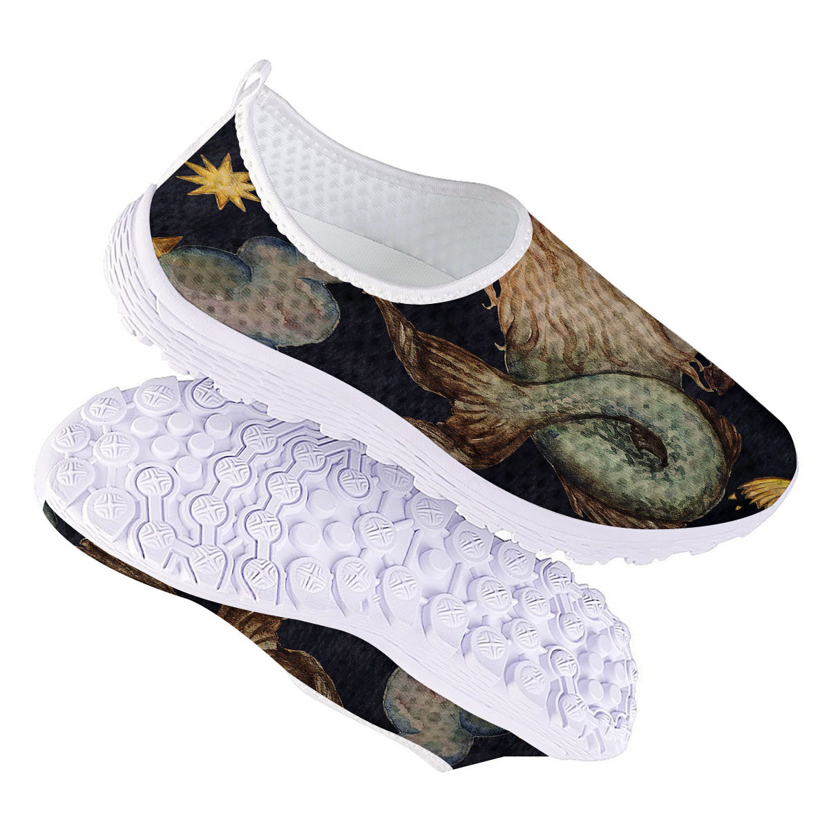 Zodiac Sign Watercolor Capricorn Print Nurse Shoes-grizzshop