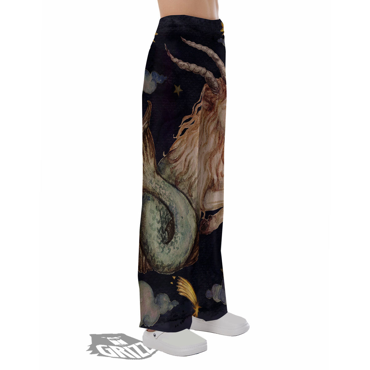 Zodiac Sign Watercolor Capricorn Print Pajama Pants-grizzshop