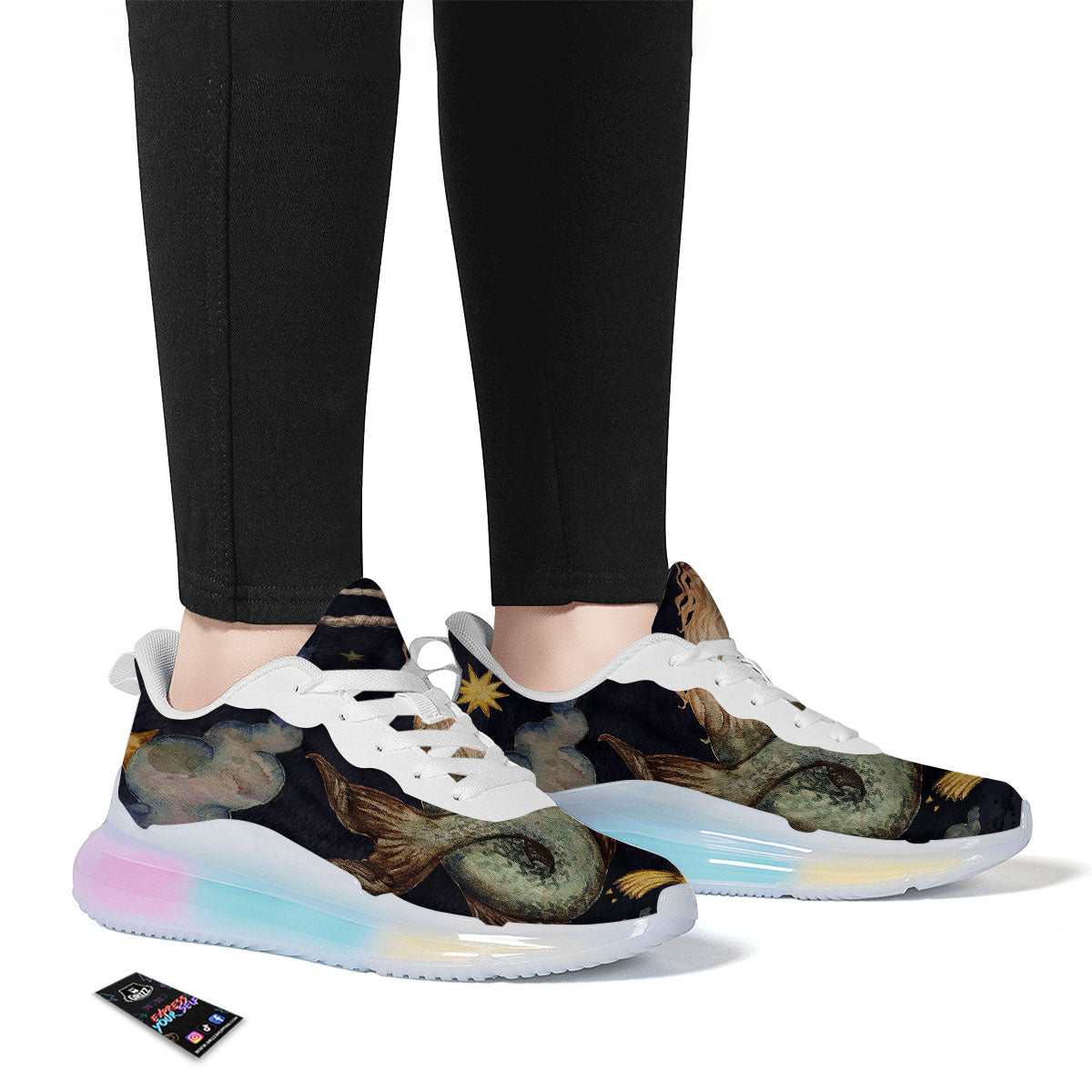 Zodiac Sign Watercolor Capricorn Print Running Sneakers-grizzshop