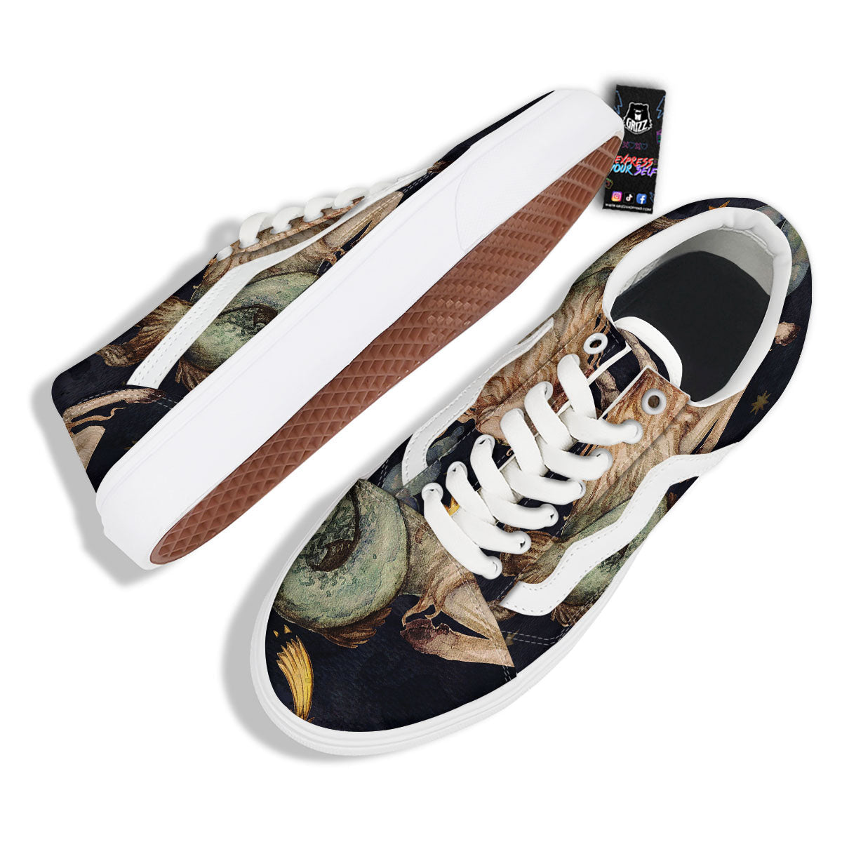 Zodiac Sign Watercolor Capricorn Print Skate Shoes-grizzshop