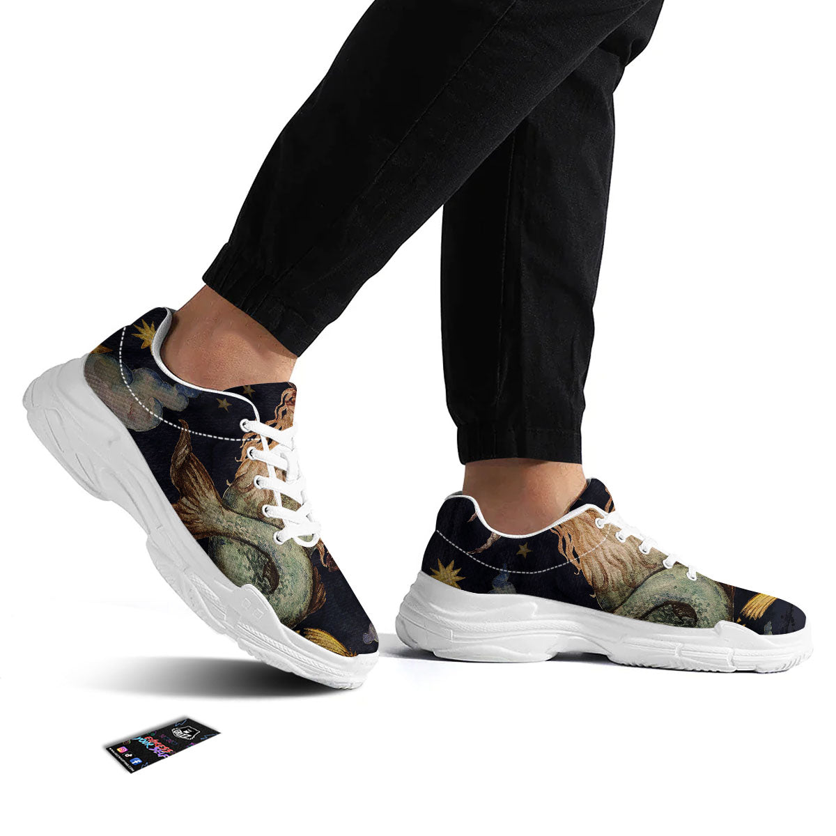 Zodiac Sign Watercolor Capricorn Print White Chunky Shoes-grizzshop