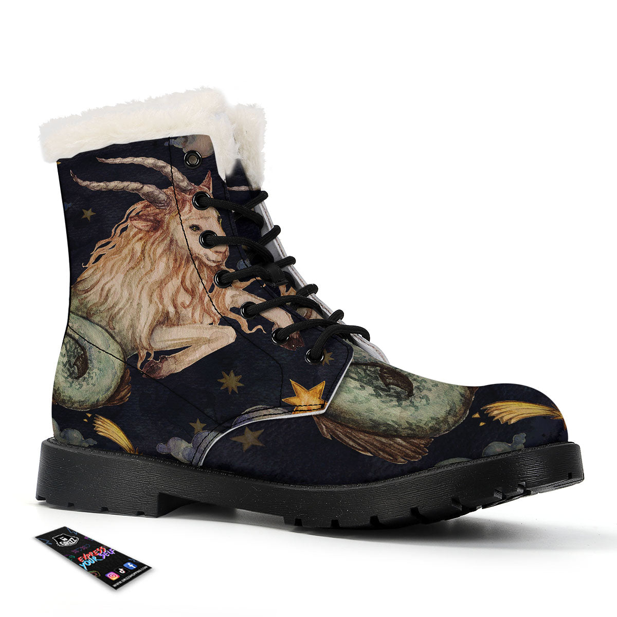 Zodiac Sign Watercolor Capricorn Print Winter Boots-grizzshop