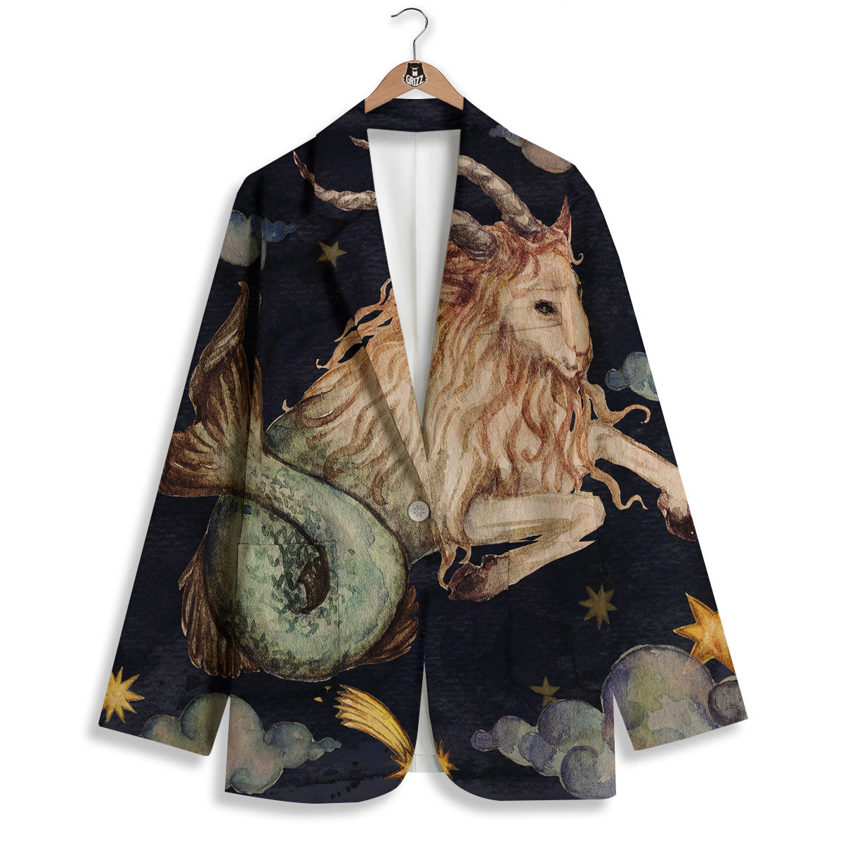 Zodiac Sign Watercolor Capricorn Print Women's Blazer-grizzshop