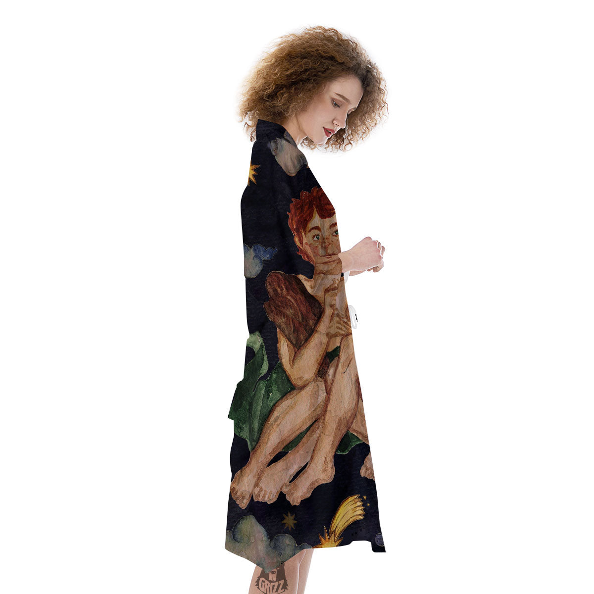 Zodiac Sign Watercolor Gemini Print Kimono-grizzshop