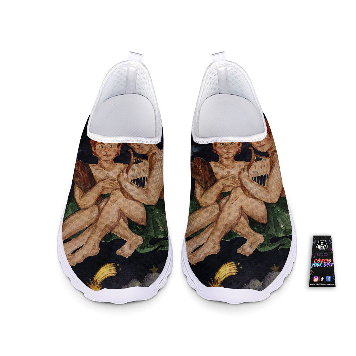 Zodiac Sign Watercolor Gemini Print Nurse Shoes-grizzshop