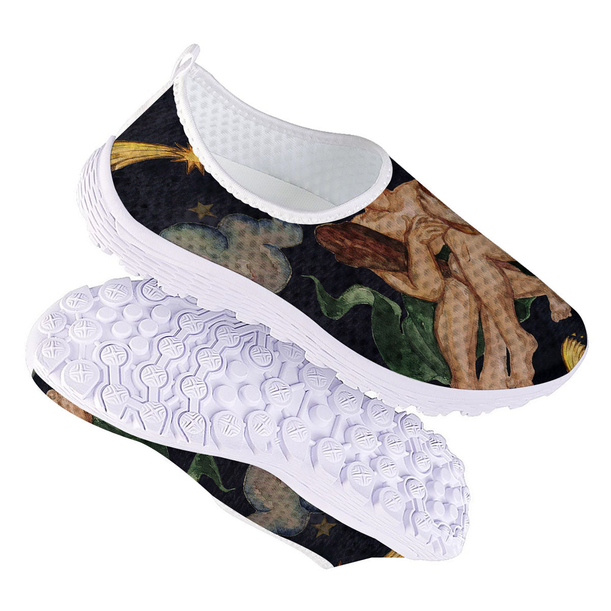 Zodiac Sign Watercolor Gemini Print Nurse Shoes-grizzshop