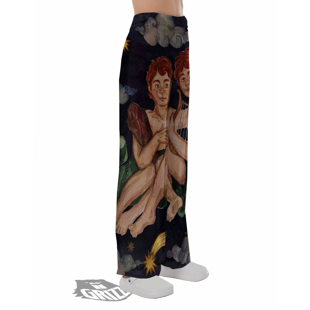 Zodiac Sign Watercolor Gemini Print Pajama Pants-grizzshop
