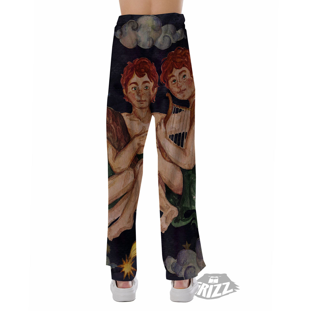 Zodiac Sign Watercolor Gemini Print Pajama Pants-grizzshop