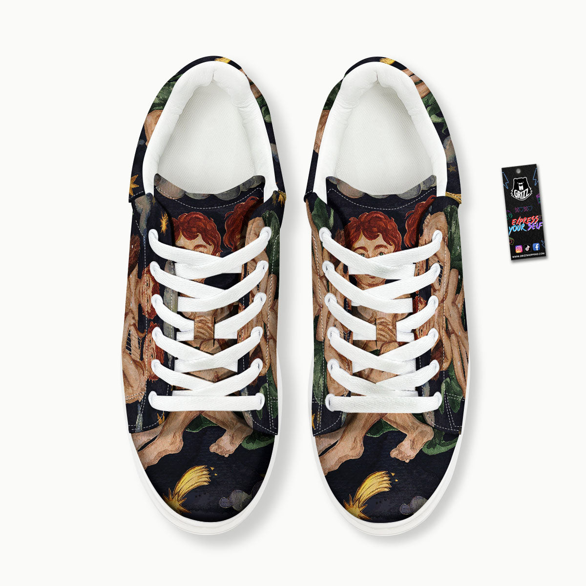 Zodiac Sign Watercolor Gemini Print Platform Shoes-grizzshop