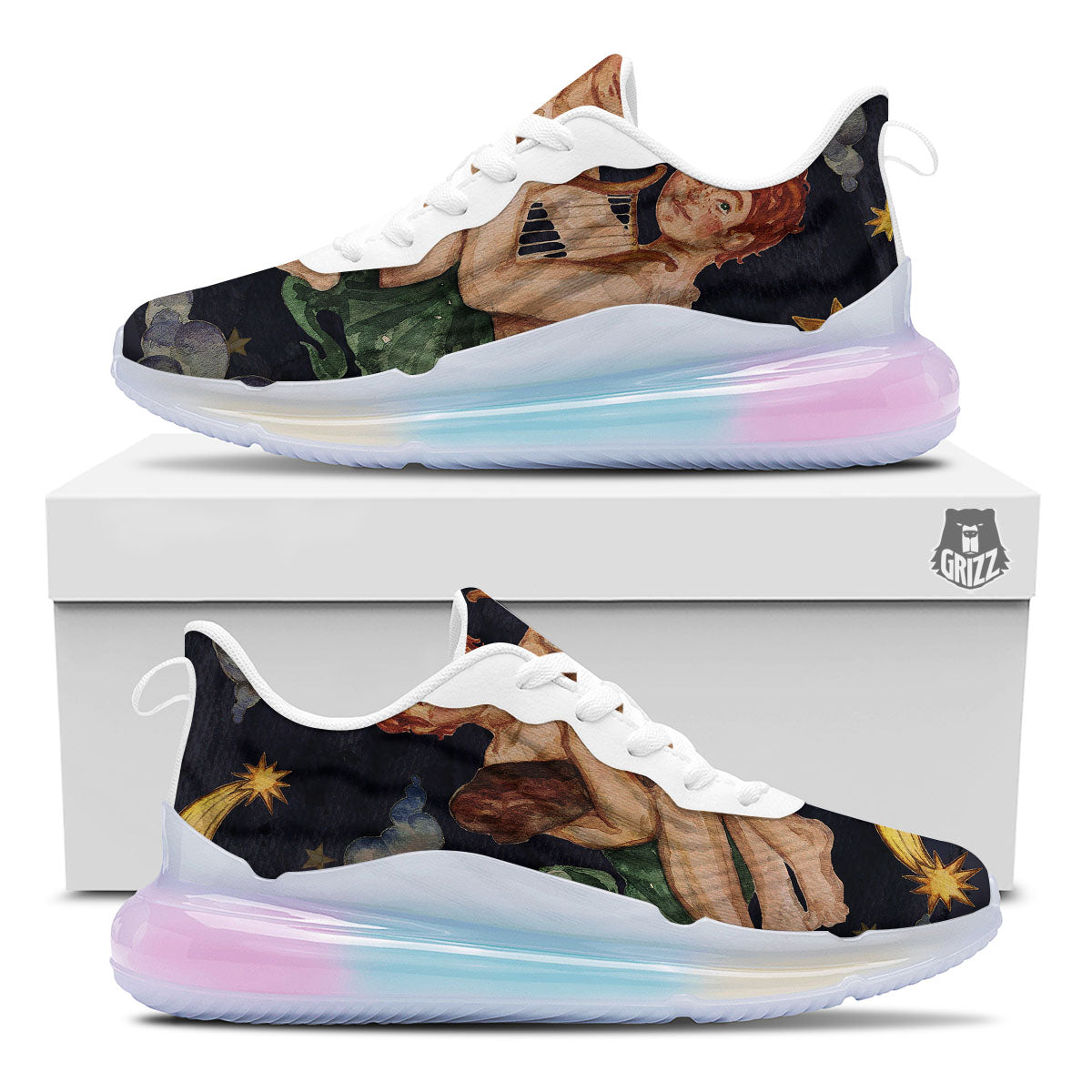 Zodiac Sign Watercolor Gemini Print Running Sneakers-grizzshop