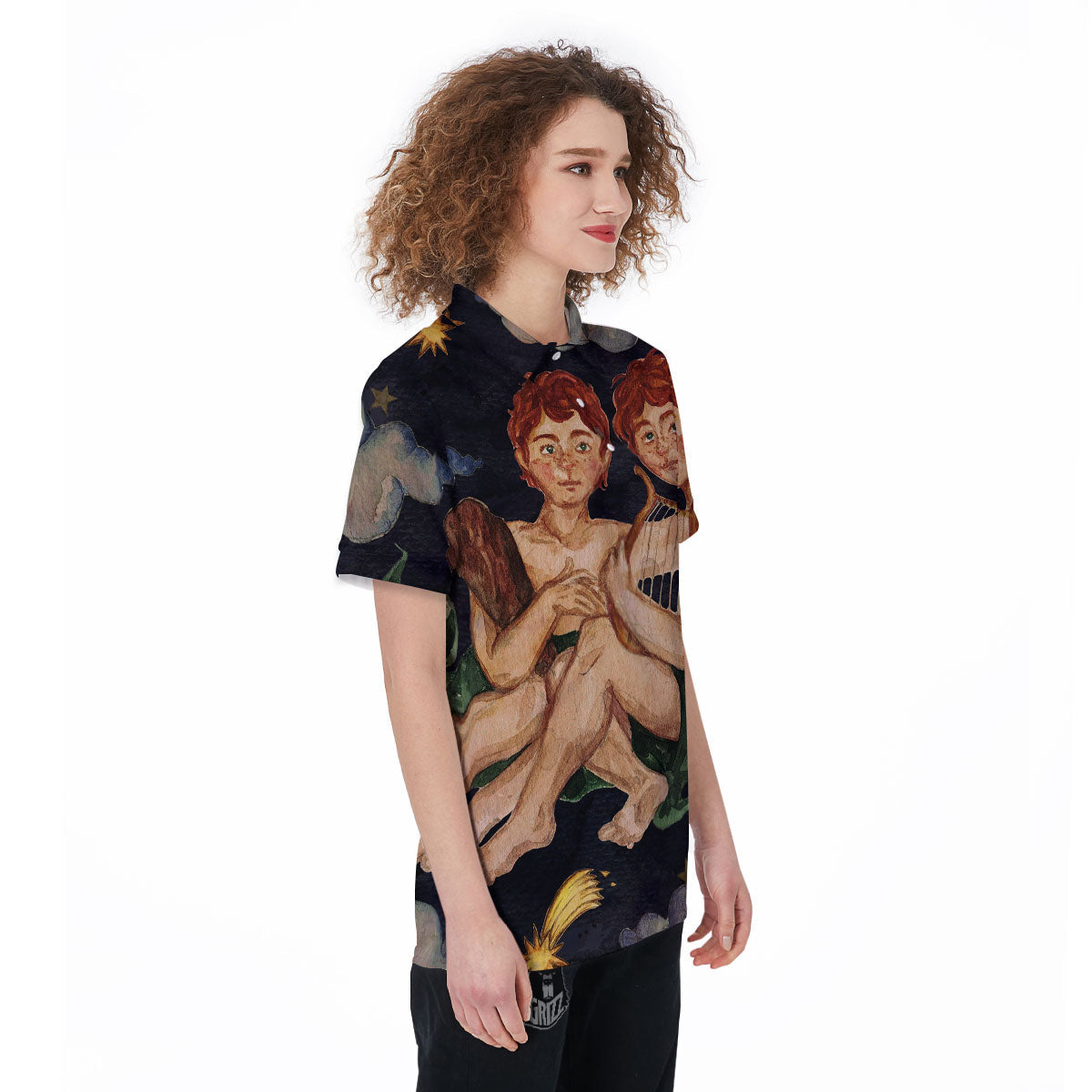 Zodiac Sign Watercolor Gemini Print Women's Golf Shirts-grizzshop