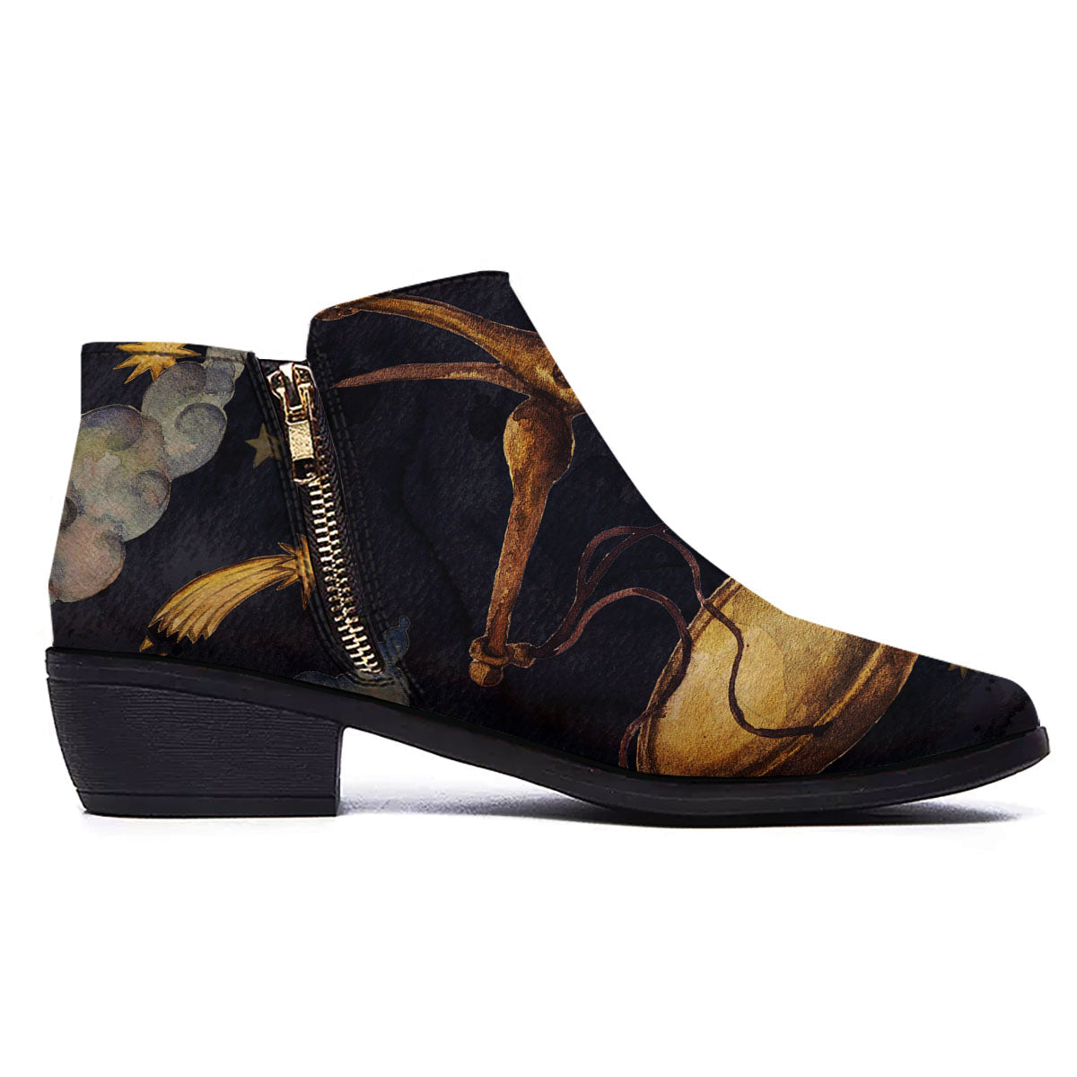 Zodiac Sign Watercolor Libra Print Ankle Boots-grizzshop