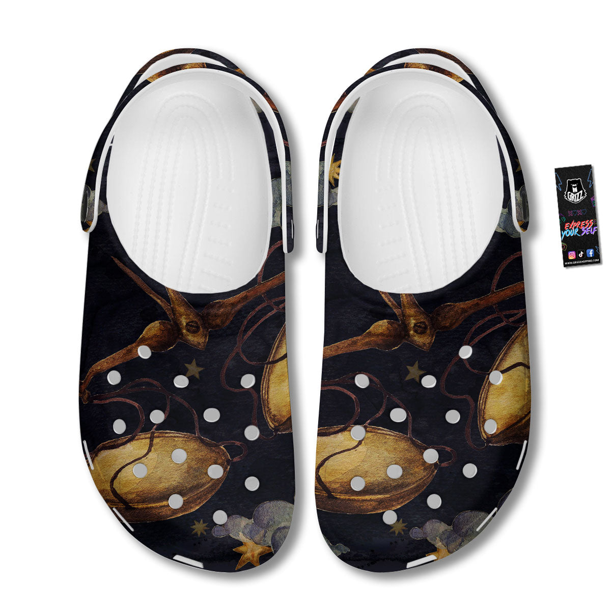 Zodiac Sign Watercolor Libra Print Clog-grizzshop