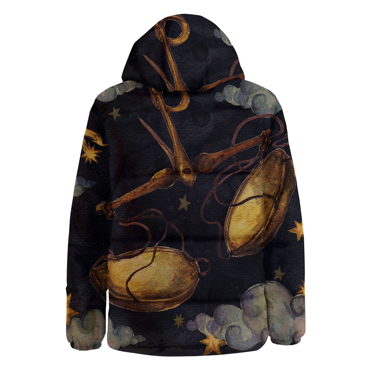 Zodiac Sign Watercolor Libra Print Down Jacket-grizzshop