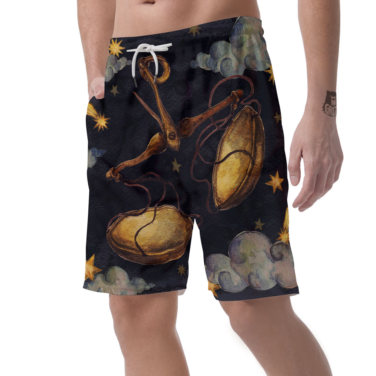Zodiac Sign Watercolor Libra Print Men's Shorts-grizzshop