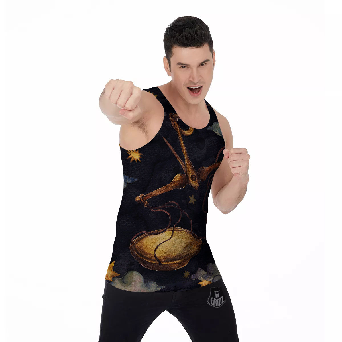 Zodiac Sign Watercolor Libra Print Men's Tank Top-grizzshop