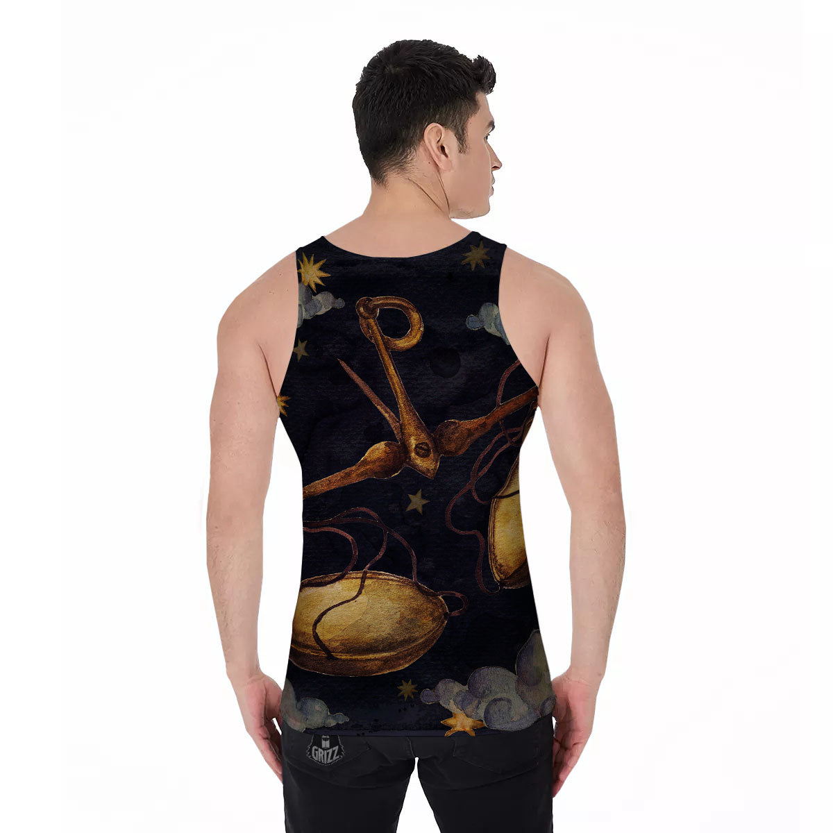 Zodiac Sign Watercolor Libra Print Men's Tank Top-grizzshop