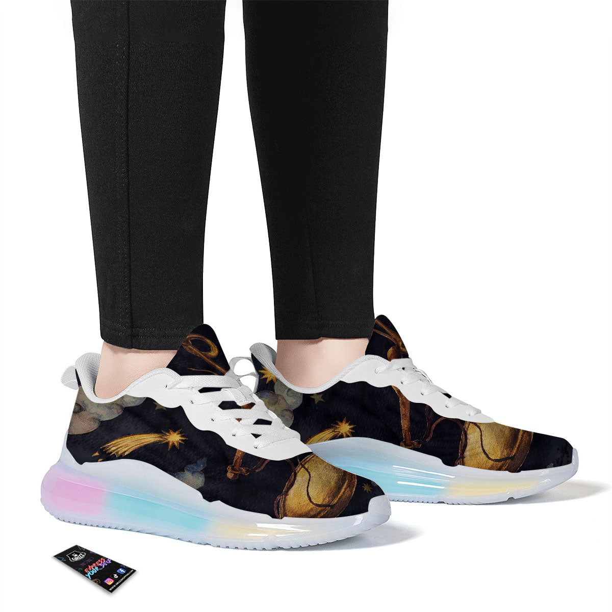 Zodiac Sign Watercolor Libra Print Running Sneakers-grizzshop