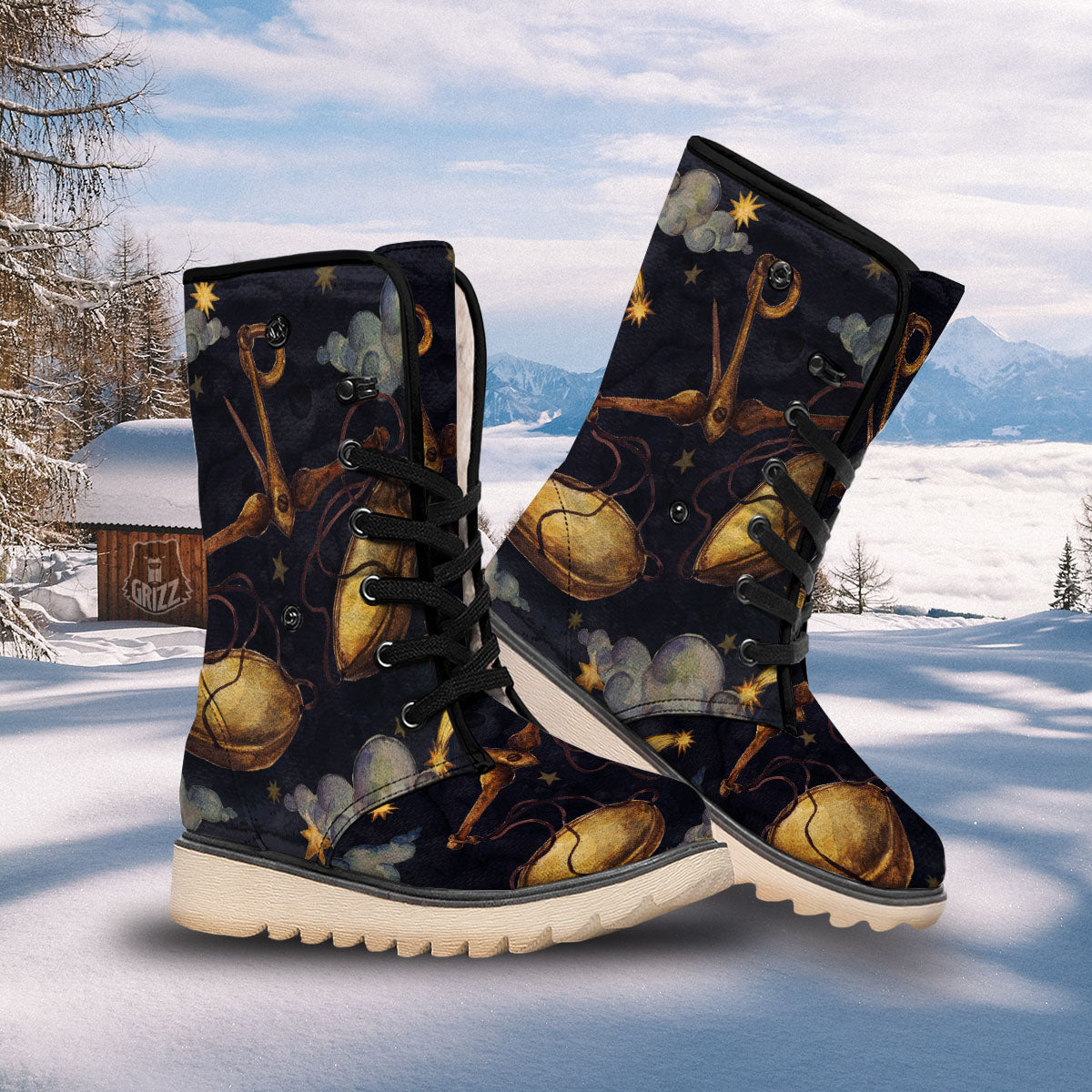 Zodiac Sign Watercolor Libra Print Snow Boots-grizzshop