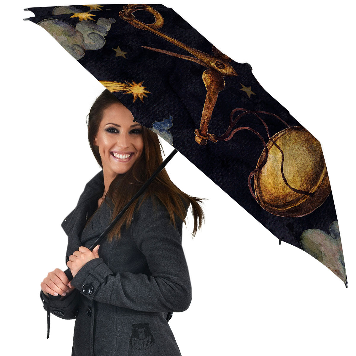 Zodiac Sign Watercolor Libra Print Umbrella-grizzshop