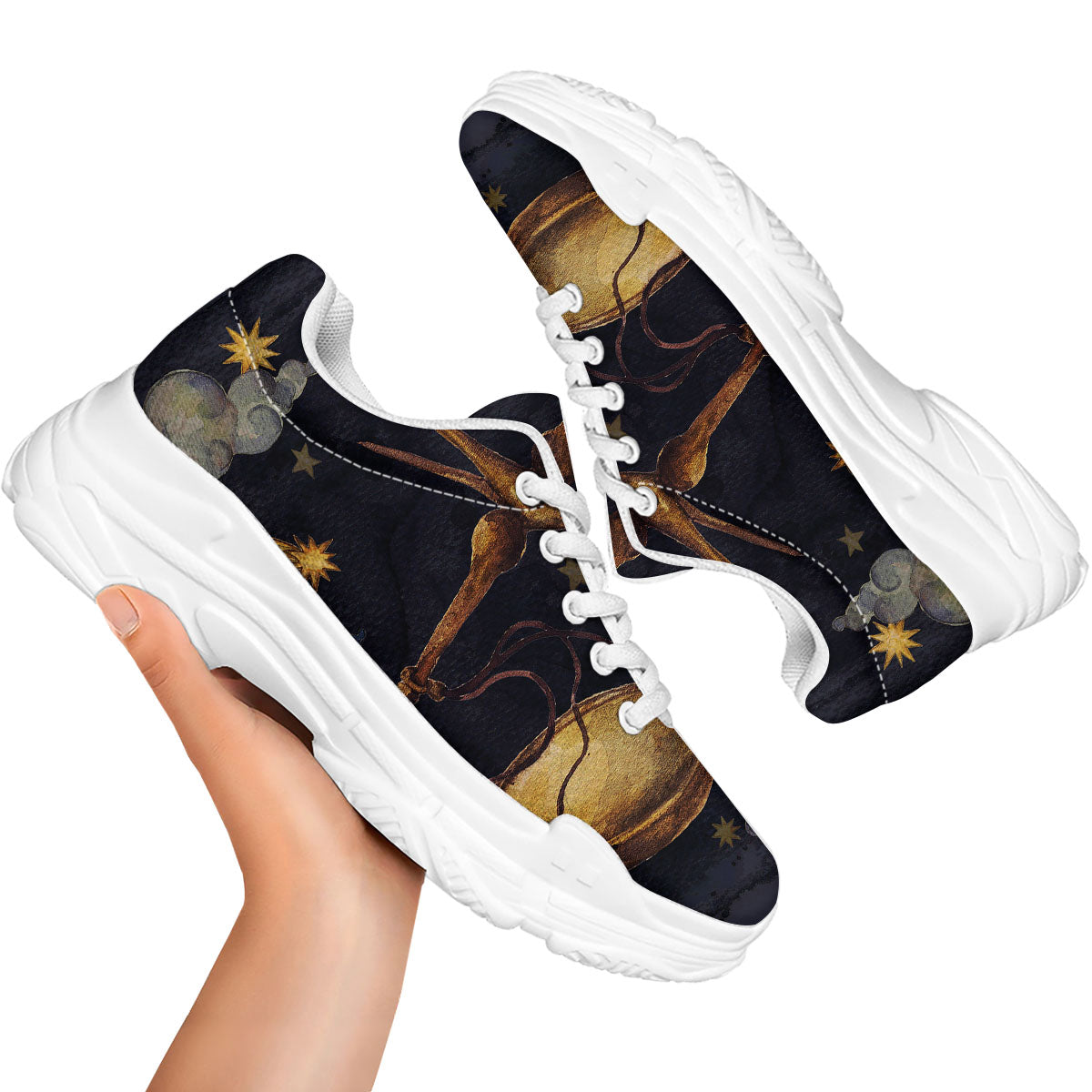 Zodiac Sign Watercolor Libra Print White Chunky Shoes-grizzshop