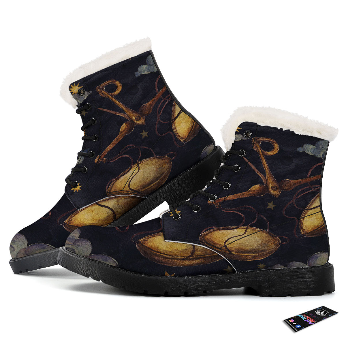 Zodiac Sign Watercolor Libra Print Winter Boots-grizzshop
