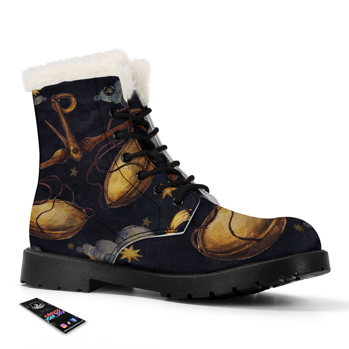 Zodiac Sign Watercolor Libra Print Winter Boots-grizzshop