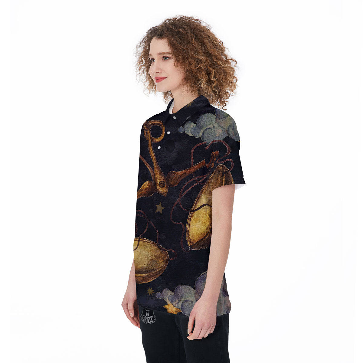 Zodiac Sign Watercolor Libra Print Women's Golf Shirts-grizzshop