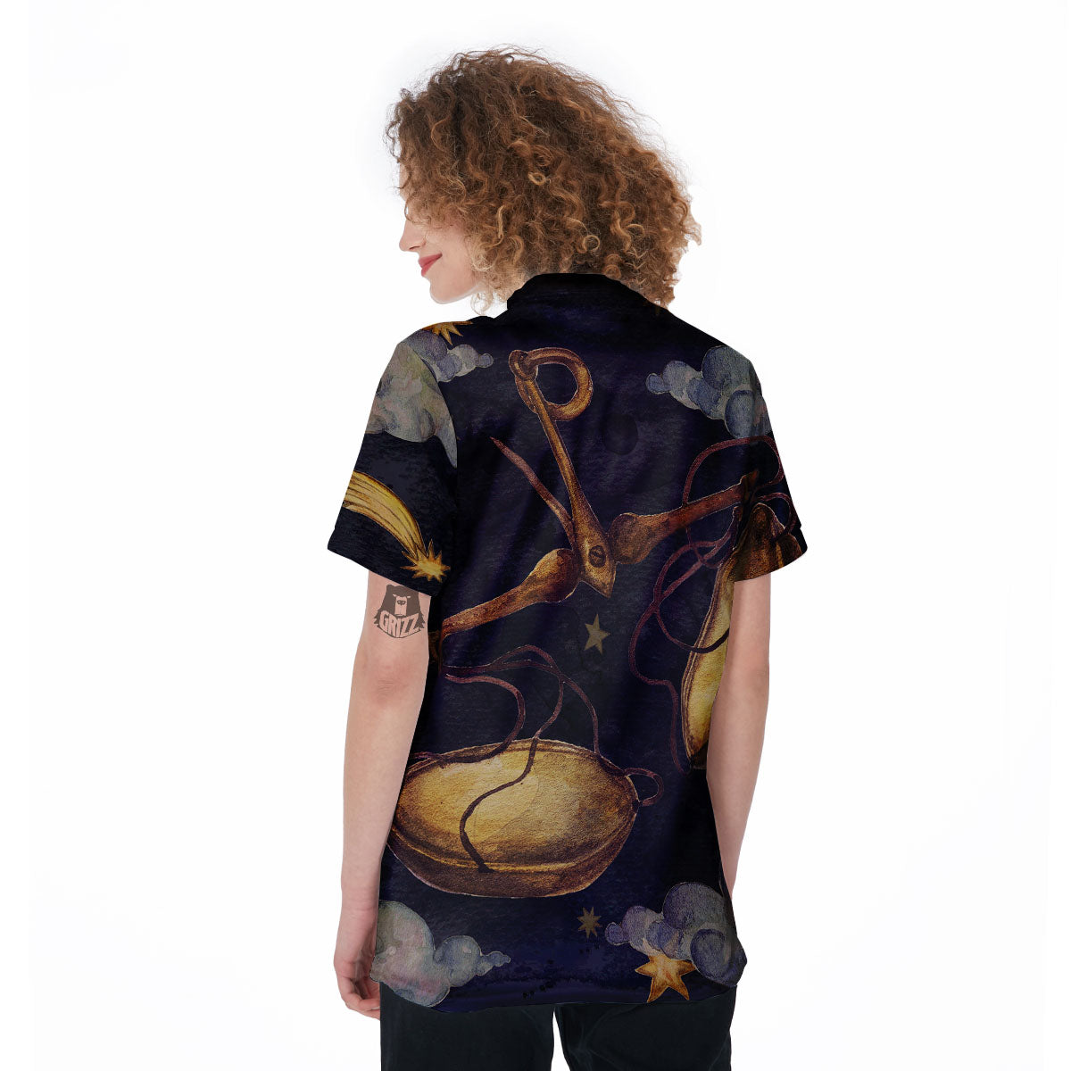 Zodiac Sign Watercolor Libra Print Women's Golf Shirts-grizzshop