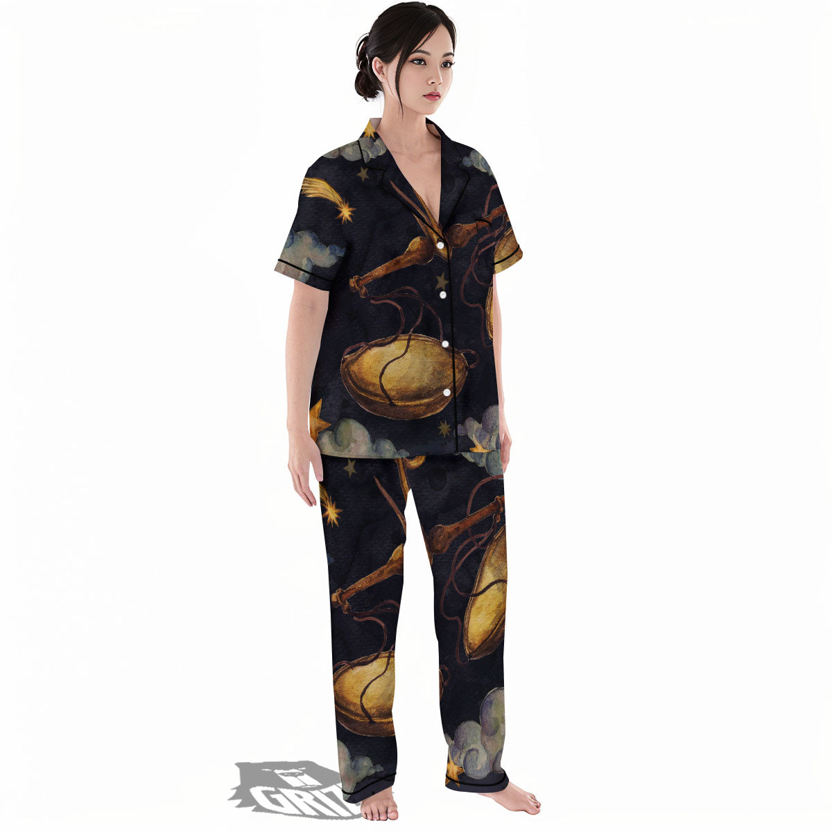 Zodiac Sign Watercolor Libra Print Women's Pajamas Set-grizzshop
