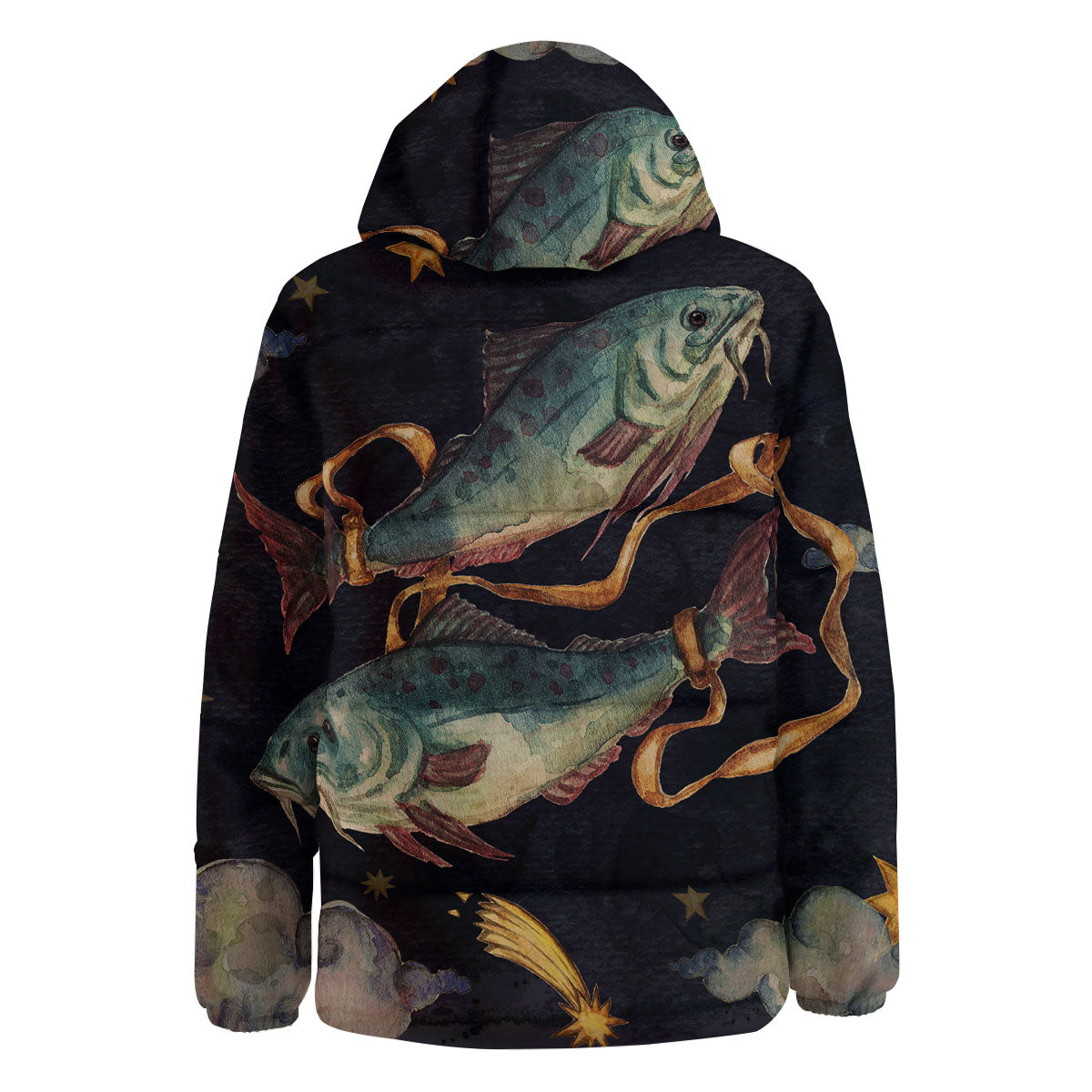 Zodiac Sign Watercolor Pisces Print Down Jacket-grizzshop