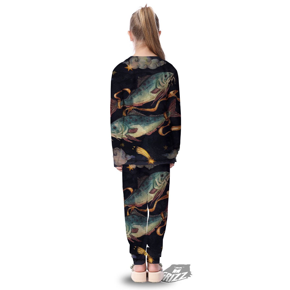 Zodiac Sign Watercolor Pisces Print Kid's Pajamas-grizzshop