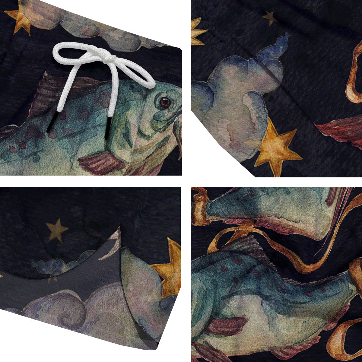 Zodiac Sign Watercolor Pisces Print Men's Running Shorts-grizzshop