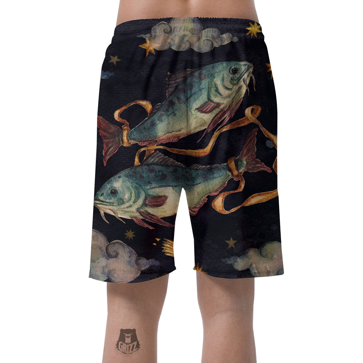 Zodiac Sign Watercolor Pisces Print Men's Shorts-grizzshop