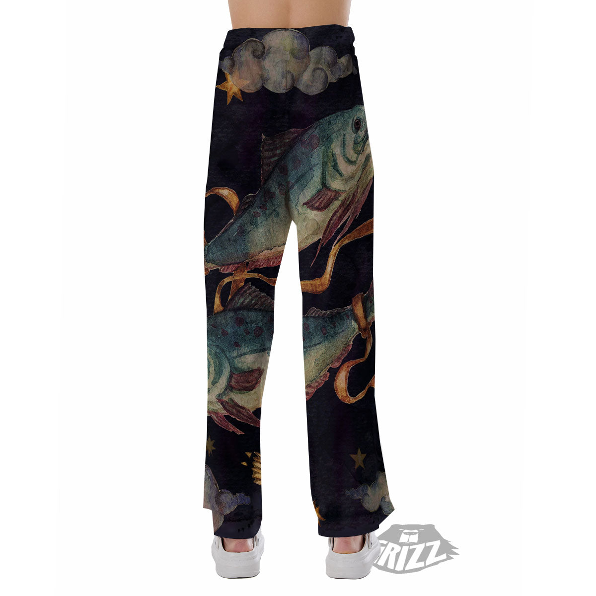 Zodiac Sign Watercolor Pisces Print Pajama Pants-grizzshop