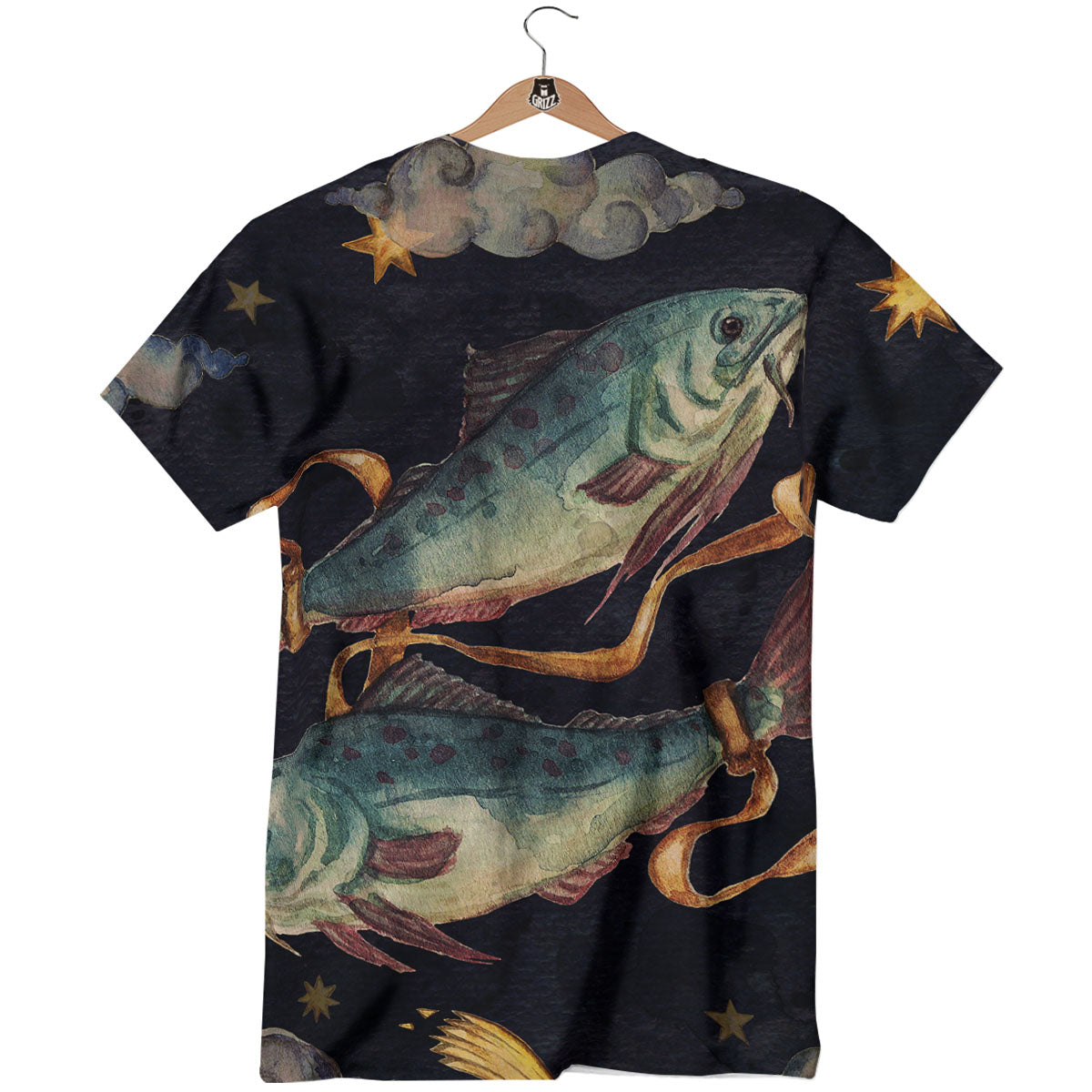 Zodiac Sign Watercolor Pisces Print T-Shirt-grizzshop