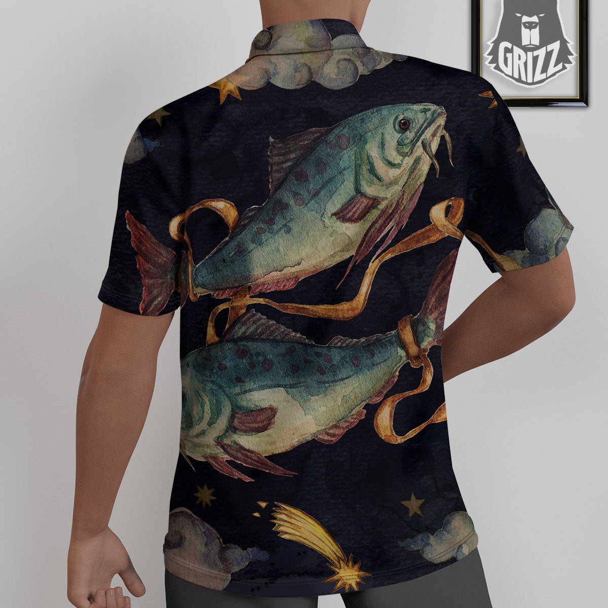 Zodiac Sign Watercolor Pisces Print Untucked Shirts-grizzshop