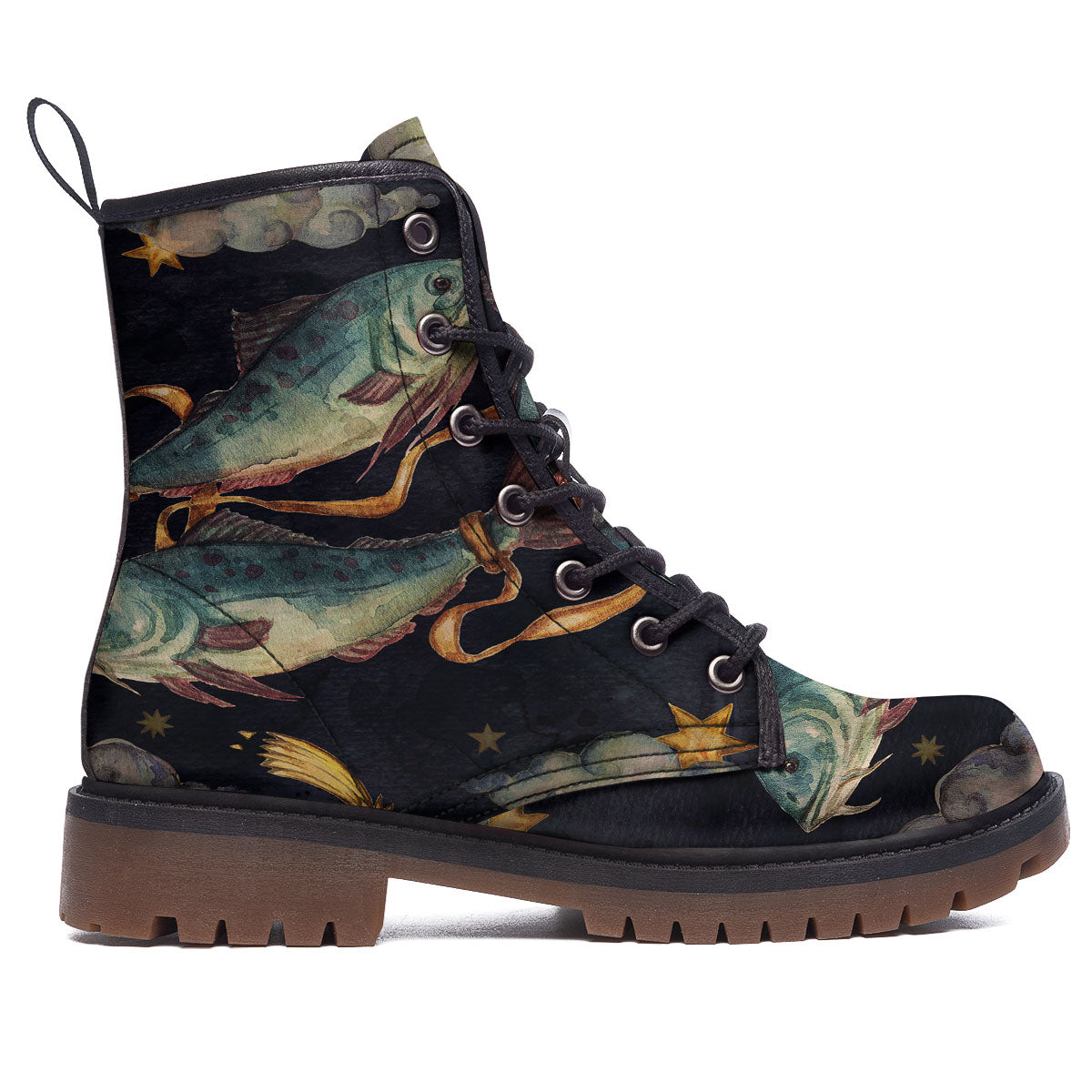 Zodiac Sign Watercolor Pisces Print Work Boots-grizzshop