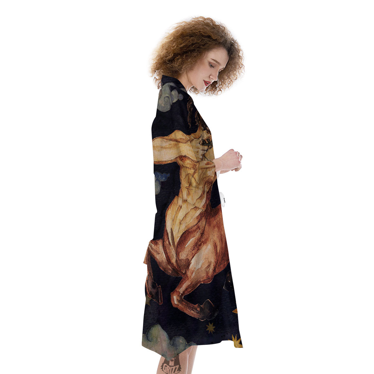 Zodiac Sign Watercolor Sagittarius Print Kimono-grizzshop