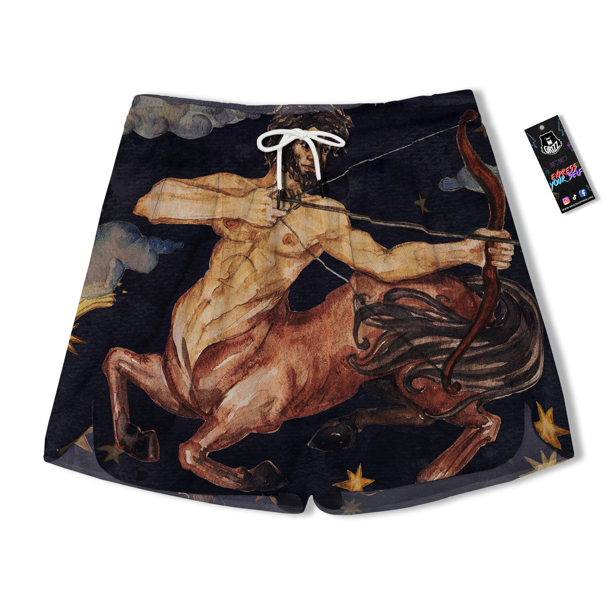 Zodiac Sign Watercolor Sagittarius Print Men's Running Shorts-grizzshop